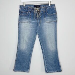 𝅺abercrombie & Fitch Low Rise Lace Up Cropped Jeans Size 6